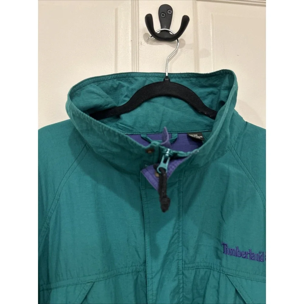 Retro Timberland Weathergear Mens XL Coat‎ Green Full Zip Lightweight Jacket